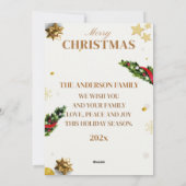 Carte de fêtes classique or photo Joyeux Noël (Dos)