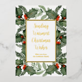 Carte de fêtes de fin d'année à la feuille d'or et (Recto)