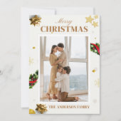 Carte de fêtes de fin d'année à photo classique or (Devant)