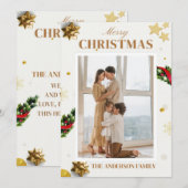 Carte de fêtes de fin d'année à photo classique or (Devant / Derrière)