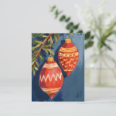 Carte de fêtes de Noël à l'aquarelle avec ornement (Debout devant)