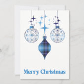 Carte de fêtes plaid bleu céleste avec ornement pl (Devant)