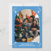 Carte de fêtes plat ornement carreau bleu céleste (Dos)