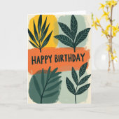 Carte de feuillage abstrait (Fleur jaune)