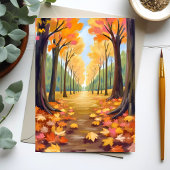 Carte de feuillage aquarelle de chemin de forêt d'