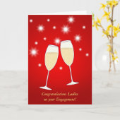 Carte de fiançailles d'étincelle de Champagne pour (Fleur jaune)