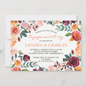 Carte de fiançailles florales bordeaux (Devant)