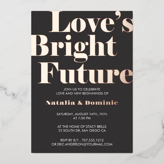 Carte de fiançailles « Love’s Bright Future » avec (Recto)