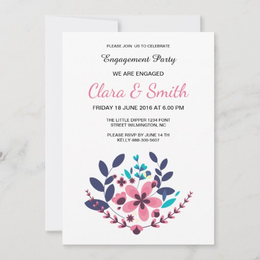 Carte de Fiançailles Mariage floral romantique (Devant)