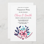 Carte de Fiançailles Mariage floral romantique (Devant / Derrière)