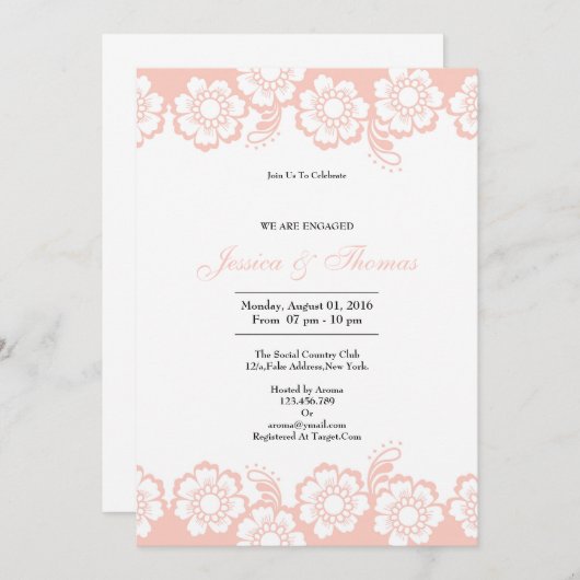 Carte de Fiançailles Mariage romantique (Devant / Derrière)