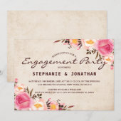 Carte de fiançailles Rustic Country Floral (Devant / Derrière)