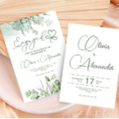 Carte de fiançailles verte Eucalyptus, mariage uni