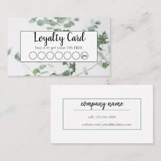 Carte de fidélité (Devant / Derrière)