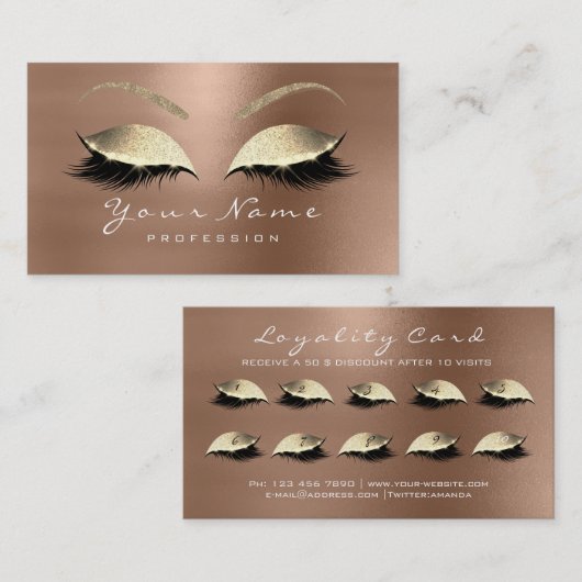 Carte de fidélité 10 Lashes de maquillage Extensio (Devant / Derrière)