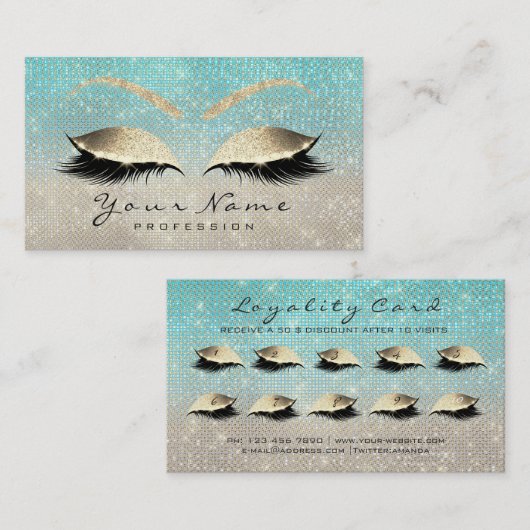 Carte de fidélité 10 Lashes de maquillage Extensio (Devant / Derrière)