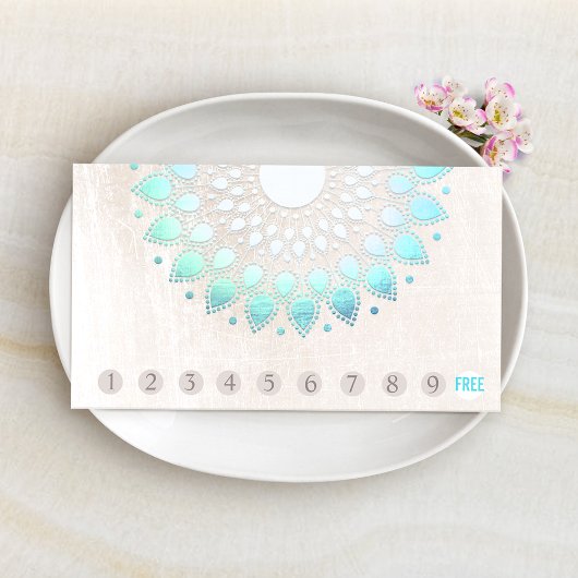 Carte De Fidélité 10 Punch Loyauté Client Turquoise Lotus
