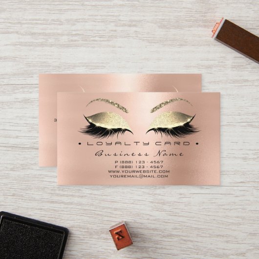 Carte de fidélité 6 Beauté Salon Lashes Peau rose  (Devant/Arrière en situation)