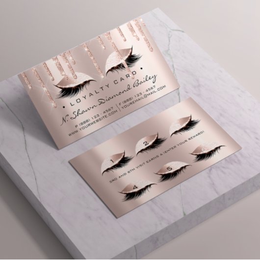 Carte de fidélité 6 Beauté Salon Lashes Rose Lecte