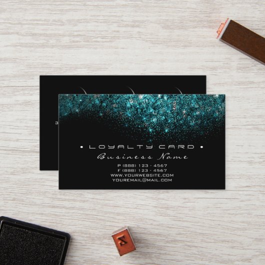 Carte de fidélité 6 Beauté Salon Lashes Turquoise  (Devant/Arrière en situation)