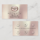 Carte de fidélité 6 Beauté Salon Lips Gold Maquill (Devant / Derrière)