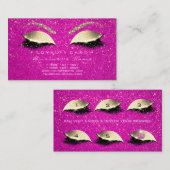 Carte de fidélité 6 Lashes Gold Hot Rose Crown Con (Devant / Derrière)