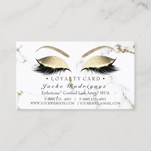 Carte de fidélité 6 Punch Beauté Lashes Marble Gol (Devant)