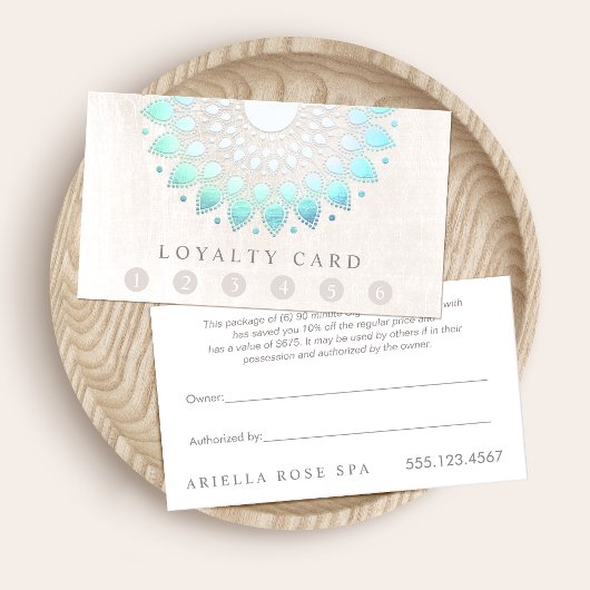 Carte De Fidélité 6 Punch Client Loyalty Massage Spa Lotus