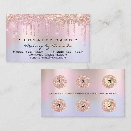 Carte de fidélité 6 Punch Maquillage Artiste Holog (Devant / Derrière)