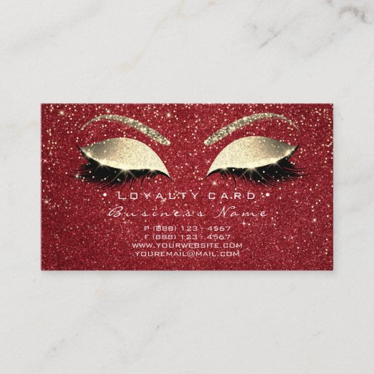 Carte de fidélité 6 Salon de beauté Lash Gold Ruby (Devant)