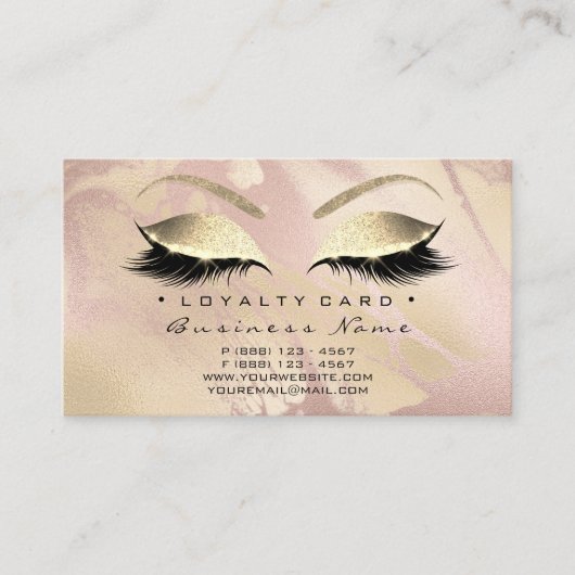 Carte de fidélité 6 Salon de beauté Lash Rose Gold (Devant)