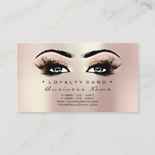 Carte de fidélité 6 Salon de beauté Lash Rose Gold (Devant)