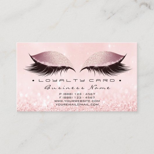 Carte de fidélité 6 Salon de beauté Lash Rose Rose (Devant)