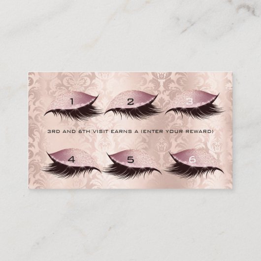 Carte de fidélité 6 Salon de beauté Lashes Damask  (Dos)