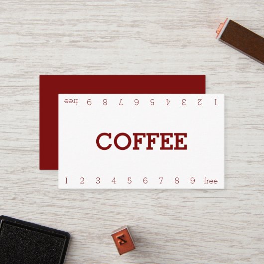 Carte de Fidélité à Double Numéro pour Café Simple (Devant/Arrière en situation)