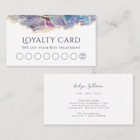 carte de fidélité à la conception opale foncée (Devant / Derrière)