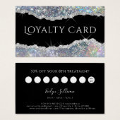 Carte de fidélité à la parties scintillant argenté (Devant & derrière)