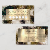 Carte de fidélité à l'aquarelle vert émeraude d'ol (Devant / Derrière)