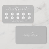 Carte de fidélité à script simple - Argent et blan (Devant / Derrière)