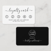 Carte de fidélité à script simple - Logo - Noir &  (Devant / Derrière)