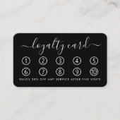 Carte de fidélité à script simple - noir et blanc (Devant)