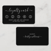 Carte de fidélité à script simple - noir et blanc (Devant / Derrière)