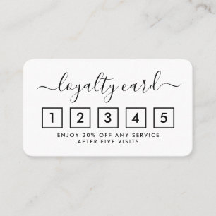 Carte de fidélité à script simple - noir et blanc