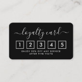 Carte de fidélité à script simple - noir et blanc (Devant)