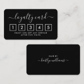 Carte de fidélité à script simple - noir et blanc (Devant / Derrière)