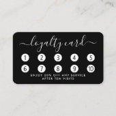 Carte de fidélité à script simple - noir et blanc (Devant)