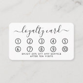 Carte de fidélité à script simple - noir et blanc (Devant)