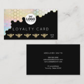 carte de fidélité abeilles nid d'abeille sur noir (Devant / Derrière)