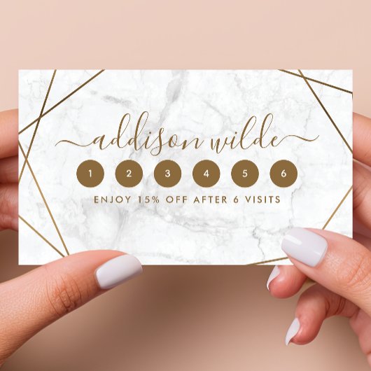 Carte de fidélité Abstraite du Marbre blanc géomét