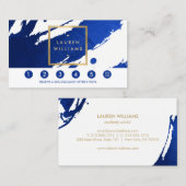 Carte de fidélité Abstraite Indigo Blue Brushstrok (Devant / Derrière)